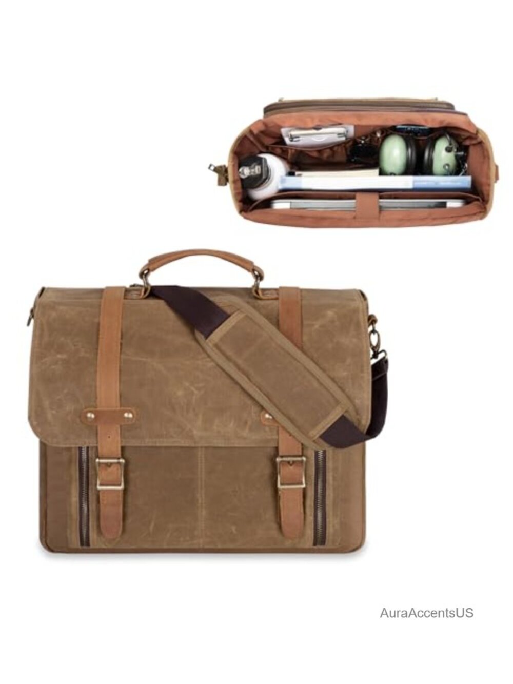 Vintage Canvas Pilot Flight Bag Aviation Headset Gear Organizer
